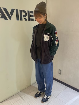 「アイテム（ニットキャップ/ビーニー）」を使った、Risaさん（レディース・163cm）の秋コーディネート