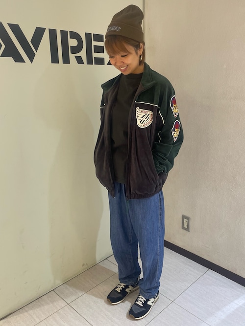 セール】VELOUR RAGLAN SLEEVE STAND ZIP 'A.C.D' / ベロア ラグラン