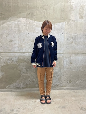 「AVIREX（アヴィレックス）のアイテム」を使った、Risaさん（レディース・163cm）の秋コーディネート