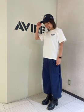 「AVIREX（アヴィレックス）の直営店限定 ×ニューエラ ポロキャップ USA国旗/AVIREX×NEW ERA 9TWENTY POLO CAP U.S.A FLAG」を使った、Risaさん（レディース・163cm）の春コーディネート