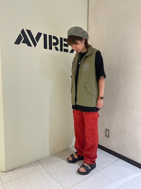 「アイテム（パンツ、レッド系）」を使った、Risaさん（レディース・163cm）の夏コーディネート