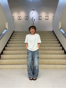 「AVIREX（アヴィレックス）のアイテム（ハット）」を使った、Risaさん（レディース・163cm）の夏コーディネート