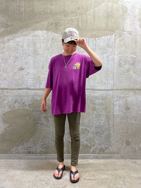 「AVIREX（アヴィレックス）の直営店限定 ×ニューエラ ポロキャップ USA国旗/AVIREX×NEW ERA 9TWENTY POLO CAP U.S.A FLAG」を使った、Risaさん（レディース・163cm）の夏コーディネート