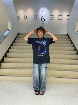 「AVIREX（アヴィレックス）のアイテム（ハット）」を使った、Risaさん（レディース・163cm）の夏コーディネート
