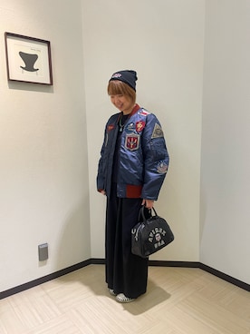 「秋」｜「アイテム（MA-1）」を使った、Risaさん（レディース・163cm）の秋コーディネート