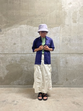 「AVIREX（アヴィレックス）のアイテム（ハット）」を使った、Risaさん（レディース・163cm）の夏コーディネート