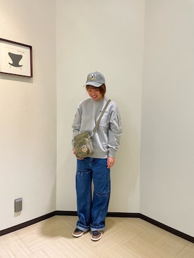 「AVIREX（アヴィレックス）のアイテム（スウェット）」を使った、Risaさん（レディース・163cm）の冬コーディネート