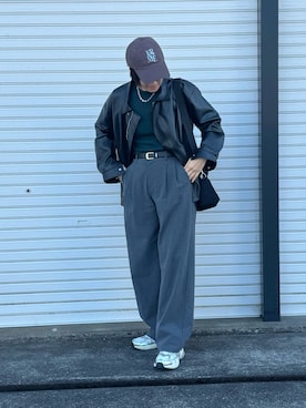 「アイテム（帽子、ブラウン系）」を使った、megumiさん（レディース・170cm）の秋コーディネート