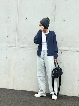 「アイテム（ニットキャップ/ビーニー）」を使った、megumiさん（レディース・170cm）の秋コーディネート