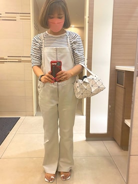 「ADAM ET ROPE'（アダムエロペ）のアイテム（オールインワン・サロペット）」を使った、おはぎ❇︎さんさん（レディース・154cm）の夏コーディネート