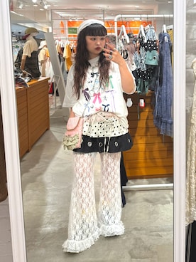 「CIAOPANIC（チャオパニック）のピグメントコレクションTEE（Tシャツ/カットソー）」を使った、ゆ な ま る。 さん（レディース・151cm・20代）の夏コーディネート