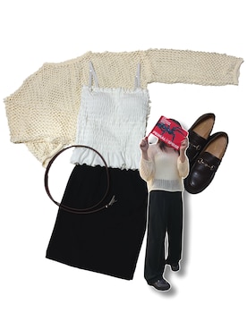 「moment+（モーメントプラス）のアイテム（ニット/セーター）」を使った、セイラさん（レディース・157cm）の夏コーディネート