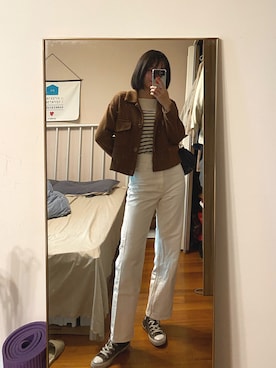 「MANGO（マンゴ）のアイテム（ジャケット/アウター）」を使った、^•^Irisさん（レディース・170cm）の秋コーディネート