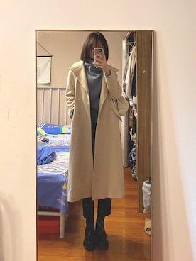 「MANGO（マンゴ）のアイテム（ジャケット/アウター）」を使った、^•^Irisさん（レディース・170cm）の冬コーディネート