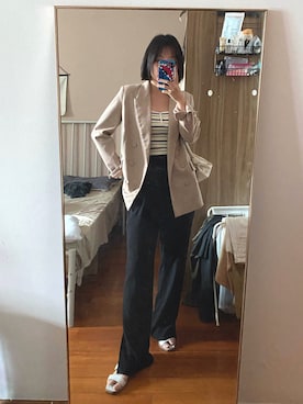 「MANGO（マンゴ）のアイテム（ジャケット/アウター）」を使った、^•^Irisさん（レディース・170cm）の秋コーディネート