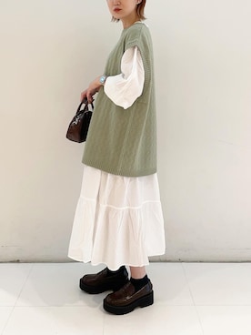 「ミントグリーン」｜「アイテム（ボストンバッグ）」を使った、ちゃんおのさん（レディース・166cm）の夏コーディネート