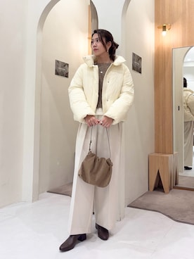 「アイテム（ショルダーバッグ、イエロー系）」を使った、mori_lemageさん（レディース・167cm）の冬コーディネート