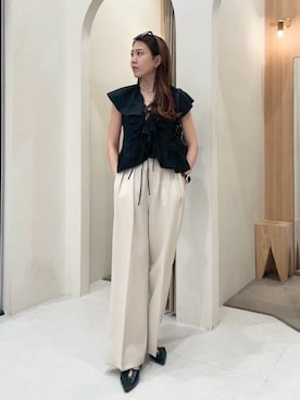 「CAPRICIEUX LE'MAGE（カプリシューレマージュ）のスクエアメガネ（サングラス、ベージュ系）」を使った、mori_lemageさん（レディース・167cm）の春コーディネート