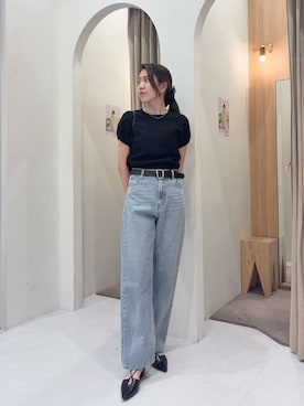 「CAPRICIEUX LE'MAGE（カプリシューレマージュ）のチューリップスリーブニット（ニット/セーター、ブラック系）」を使った、mori_lemageさん（レディース・167cm）の春コーディネート