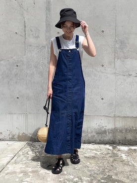 「ANGIE（アンジー）のアイテム（ジャンパースカート）」を使った、mikiteeさん（レディース・166cm）の夏コーディネート