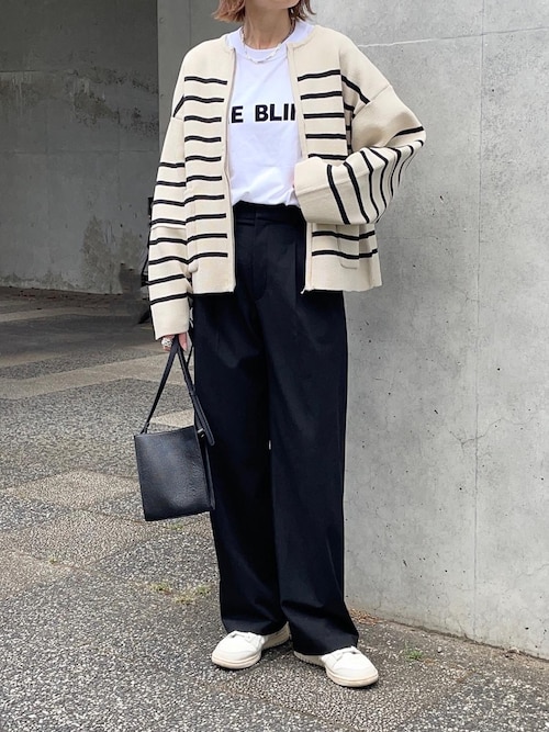 あんじー セール】ランタンスリーブ ニットジップカーディガン