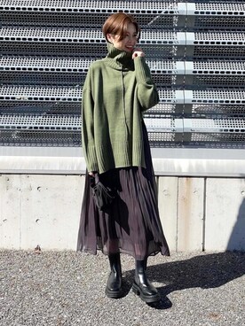 「スリットニット」｜mikiteeさん（レディース・166cm）の秋コーディネート