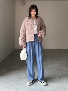 「アイテム（ダウンジャケット/コート、ブラウン系）」を使った、mikiteeさん（レディース・166cm）の冬コーディネート