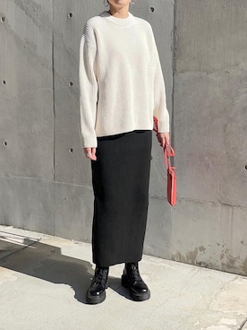 「ユニクロニット」｜mikiteeさん（レディース・166cm）の冬コーディネート
