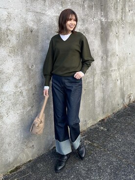 「cava cava（サヴァサヴァ）のアイテム（ローファー）」を使った、mikiteeさん（レディース・166cm）の冬コーディネート