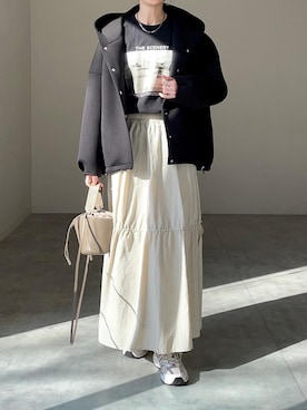 「libelle more（リベル モア）のアイテム（その他アウター）」を使った、mikiteeさん（レディース・166cm）の春コーディネート