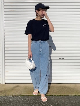 「MEDE19F（メデジュウキュウ）のアイテム（パンツ）」を使った、mikiteeさん（レディース・166cm）の夏コーディネート