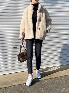「MOUSSY（マウジー）のMVS SKINNY（デニムパンツ）」を使った、mikiteeさん（レディース・166cm）の秋コーディネート