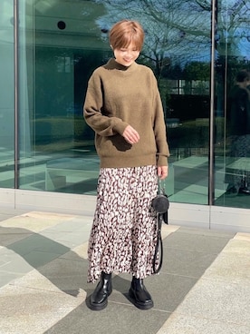「PUBLUX（パブリュクス）のアイテム（スカート）」を使った、mikiteeさん（レディース・166cm）の冬コーディネート