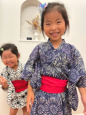 「アイテム（水着/着物・浴衣）」を使った、ぽみさん（キッズ・90cm）の秋コーディネート