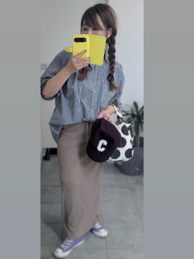 「アイテム（帽子）」を使った、nさん（レディース・157cm）の夏コーディネート