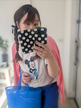 「FREAK'S STORE（フリークスストア）の限定展開　Disney/ディズニー　別注/Mickey Mouse/ミッキーマウス/前後 プリント 半袖 Tシャツ（Tシャツ/カットソー、ベージュ系）」を使った、nさん（レディース・157cm）の秋コーディネート