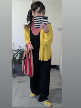 「アイテム（つなぎ/オールインワン）」を使った、nさん（レディース・157cm）の冬コーディネート