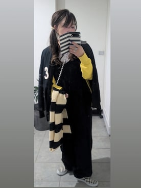 「アイテム（つなぎ/オールインワン）」を使った、nさん（レディース・157cm）の秋コーディネート