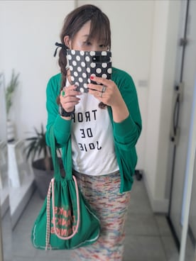 「CIAOPANIC TYPY（チャオパニックティピー）の【HELLO.SANFRANCISCO】MIXニットダメージスカート（スカート、ピンク系）」を使った、nさん（レディース・157cm）の春コーディネート