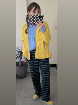 「BEAMS BOY（ビームスボーイ）のジャージー イージー パンツ（その他パンツ、ブルー系）」を使った、nさん（レディース・157cm）の冬コーディネート