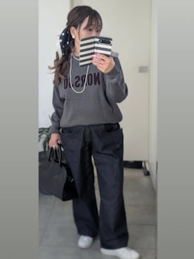 「アイテム（バンダナ/スカーフ）」を使った、nさん（レディース・157cm）の秋コーディネート