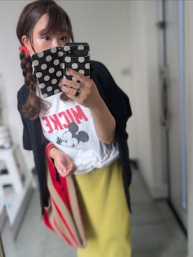「CIAOPANIC TYPY（チャオパニックティピー）の【さらっとした着心地】リネン混ゆったり半袖シャツジャケット（テーラードジャケット、ブラック系）」を使った、nさん（レディース・157cm）の秋コーディネート