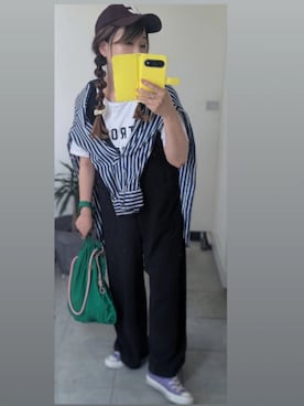 「アイテム（オールインワン・サロペット）」を使った、nさん（レディース・157cm）の夏コーディネート