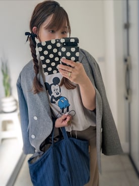 「LOWRYS FARM（ローリーズファーム）のメランジツイルジャケット　589176（テーラードジャケット、グレー系）」を使った、nさん（レディース・157cm）の春コーディネート