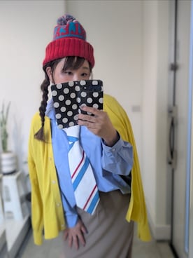 「FREAK'S STORE（フリークスストア）のWEB限定　セルフカット リブ タイトスカート（スカート、ベージュ系）」を使った、nさん（レディース・157cm）の春コーディネート