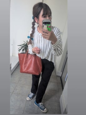 「TASINAMI（タシナミ）のアイテム（トートバッグ）」を使った、nさん（レディース・157cm）の春コーディネート