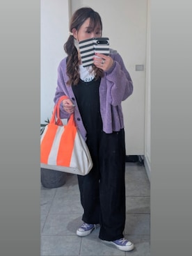 「アイテム（つなぎ/オールインワン）」を使った、nさん（レディース・157cm）の冬コーディネート