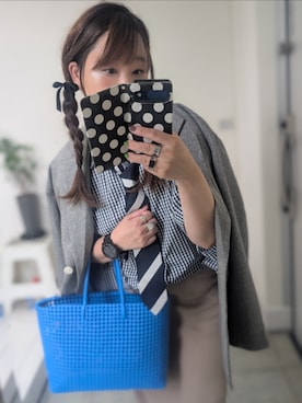 「LOWRYS FARM（ローリーズファーム）のメランジツイルジャケット　589176（テーラードジャケット、グレー系）」を使った、nさん（レディース・157cm）の秋コーディネート