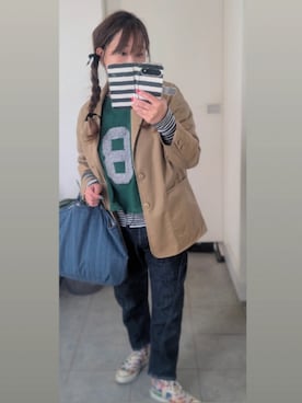 「アイテム（テーラードジャケット）」を使った、nさん（レディース・157cm）の秋コーディネート