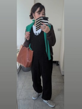 「アイテム（オールインワン・サロペット）」を使った、nさん（レディース・157cm）の秋コーディネート